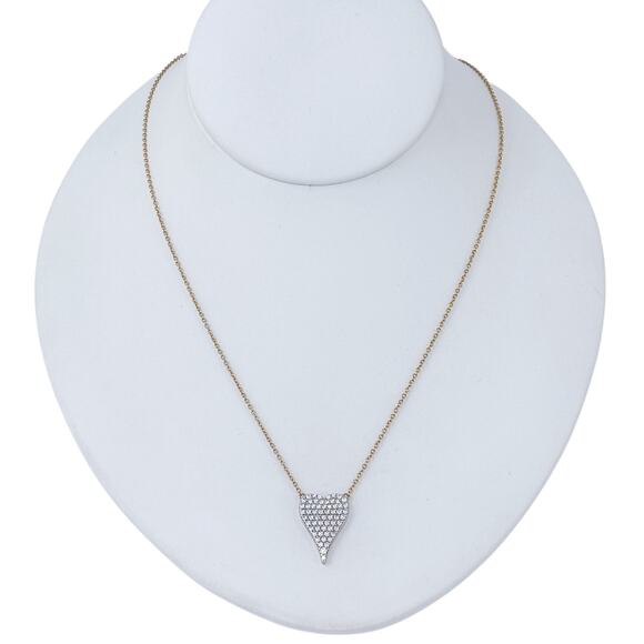 Vintage Gold-Tone Sterling Silver Cubic Zirconia Heart Pendant Necklace 16"-20" - Picture 3 of 7